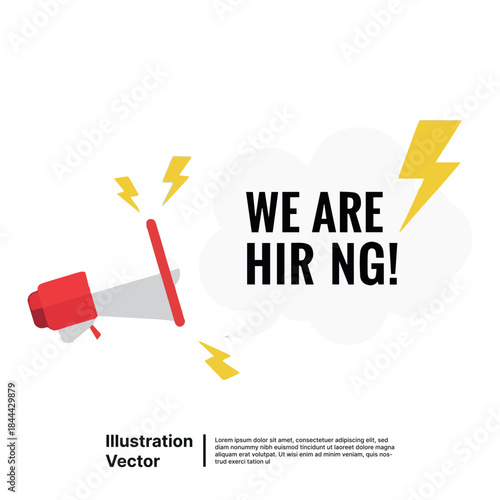 Megaphone Announcing Job Opening: Business Recruitment Opportunity Illustration Vector