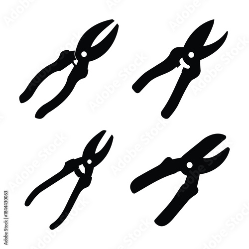 Gardening pruning shears and clippers tools icon set vector