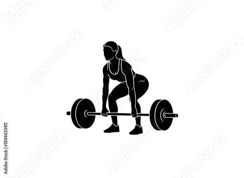 Person lifting weights deadlift barbell for strength training fitness powerlifting gym workout muscle building athletic physical branding design