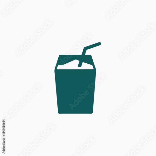 milk carton cup with a straw icon vector template