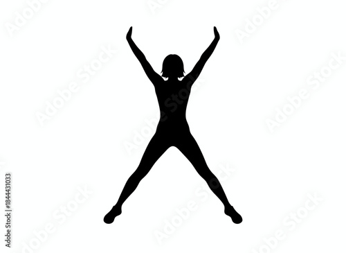 Person celebrating with arms raised victorious joyful silhouette energetic pose perfect for success triumph achievement winning or excitement expression design