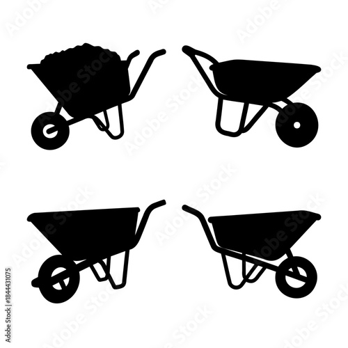 Wheelbarrow silhouettes collection for various outdoor tasks