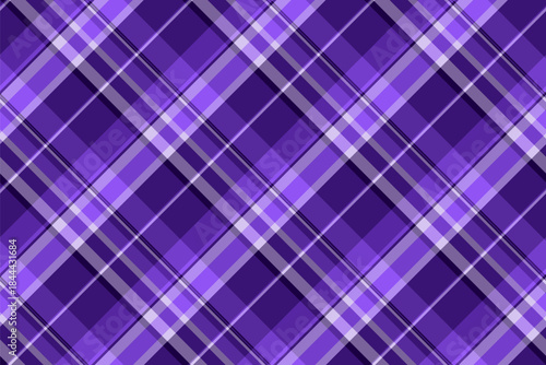 Copy space fabric textile vector, satin background seamless check. Network pattern tartan plaid texture in violet and dark colors.
