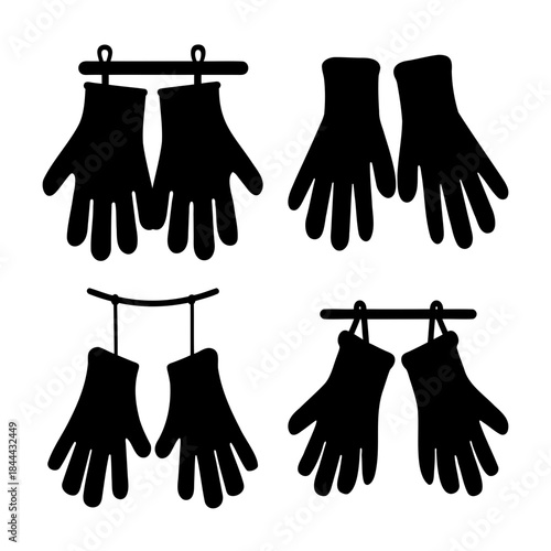 Four pairs of protective gloves icon set for safety design