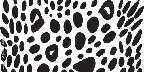 Black spots on a white background create an abstract pattern. This simple, unique vector illustration showcases modern design elements.