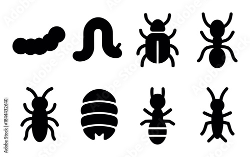 Insect and Larva Silhouettes caterpillar beetle