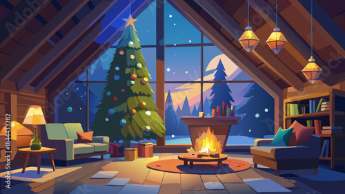 Cozy mountain cabin living room