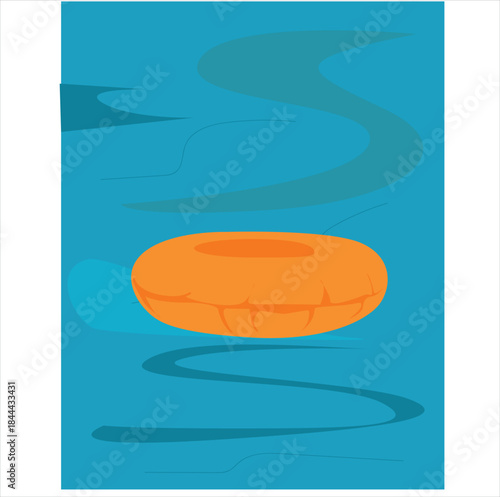 buoy in the water.Vector illustration of a lifebuoy, featuring a classic round design with bold stripes and detailed rope accents.