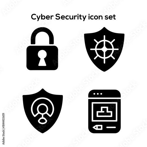Comprehensive Cyber Security and Data Protection Icon Set: Modern Vector Graphics for Digital Safety and Internet Privacy