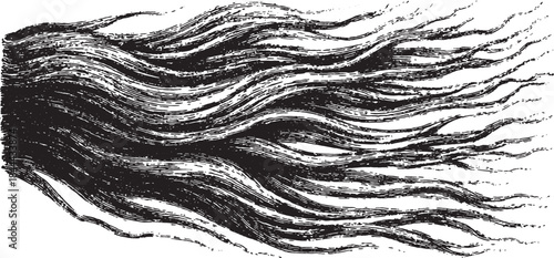Set of ink brush strokes featuring wavy black textures. This graphic includes a modern vector illustration for design purposes.