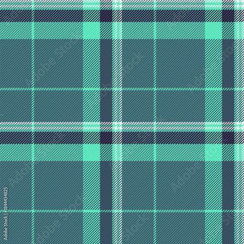African seamless plaid pattern, naked texture background check. Uk vector fabric textile tartan in cyan and teal colors.