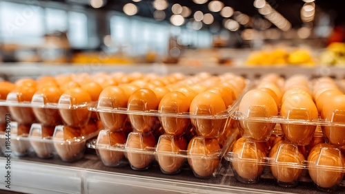 Fresh Brown Eggs in Cartons at the Grocery Store