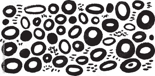 Abstract pattern of black circles on a white background. This graphic vector illustration features simple and modern design elements in a cohesive set.