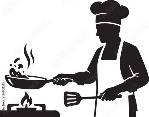 Black silhouette of exotic jungle leaves on white background, vector