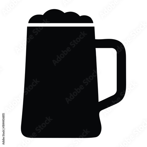 Beer Mug Silhouette Vector Icon for Pub Drink and Celebration Concept