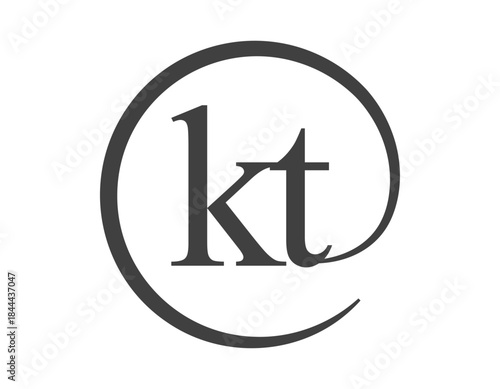 KT logo from two letter with circle shape email sign style. K and T round logotype of business company