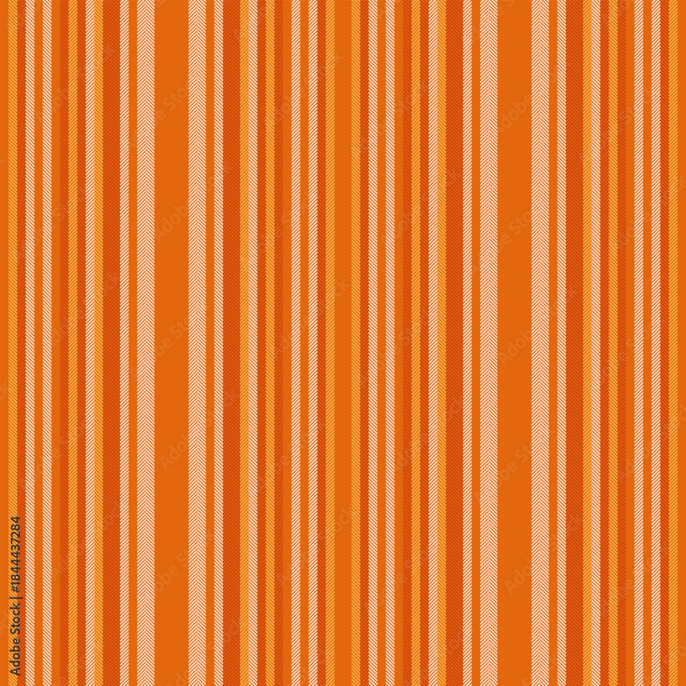 Fototapeta premium Cut out stripe textile fabric, editable texture lines background. Idea vector seamless pattern vertical in orange and linen colors.