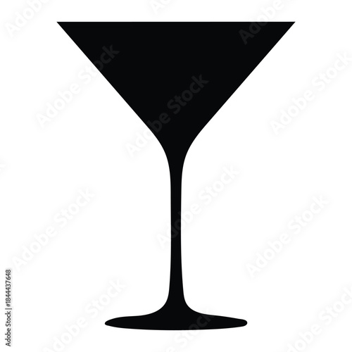 Martini Glass Silhouette Vector Icon for Classic Cocktail and Bar Design