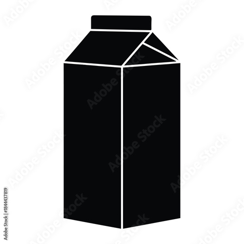 Classic Milk Carton Silhouette Vector Icon for Dairy Packaging and Grocery Store Design