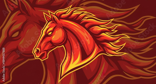vector illustration of a fire horse head