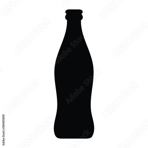 Classic Carbonated Soda Bottle Silhouette Vector Icon for Soft Drink and Fast Food Menu Design