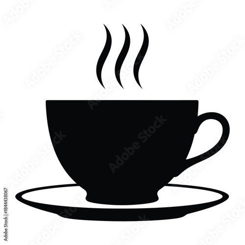 Tea Cup Silhouette Vector Icon for Warm Drink and Relaxation Concept