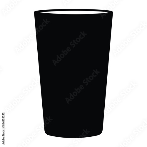 Pure Water Glass Silhouette Vector Icon for Hydration and Restaurant Menu Design