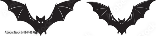 Two flying bats silhouette for halloween