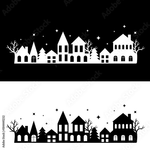 Santa claus sleigh with reindeer silhouette christmas holiday vector graphic illustration image design