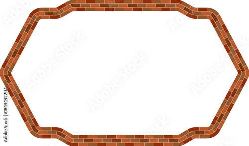 Rectangle Frame brick brickwork brown border picture frame vintage retro antique handcraft framework architecture decorative element isolated background 