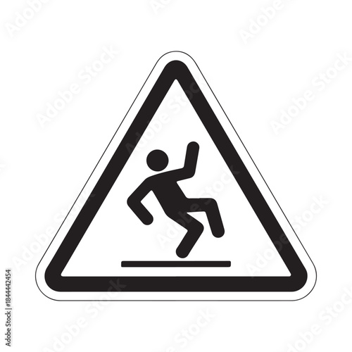 Warning sign depicting a person slipping on a wet or slick surface