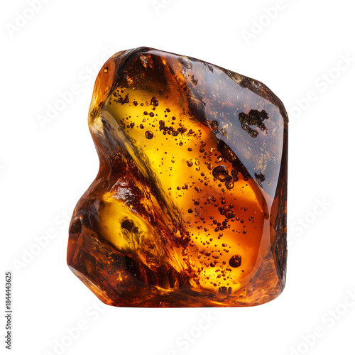 Piece of Amber Displaying Intricate Details and a Warm Color Under Natural Light