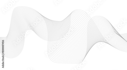 Create a vector illustration of a soft, light gray abstract wave on a white background. semi-transparent lines and a minimalistic design.