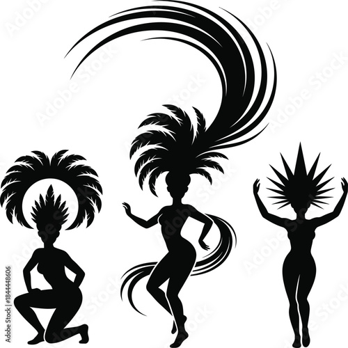Dancer silhouette in dynamic carnival pose
