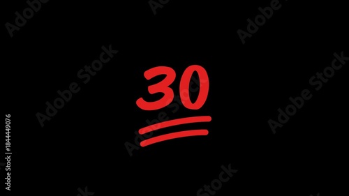 30 Number Handwritten With Underline Animation
