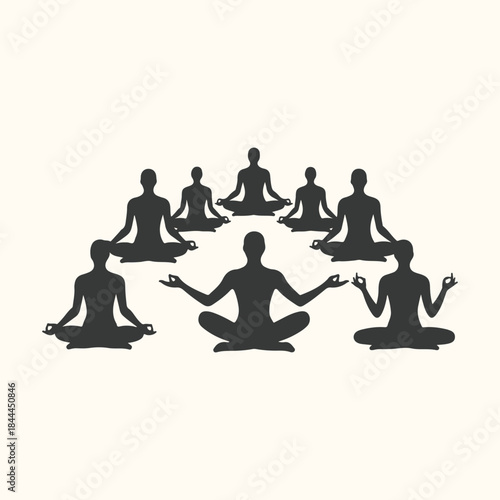 Group of Silhouetted People Meditating in a Circle balance