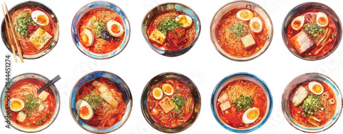 Spicy Noodle Soup watercolor clipart