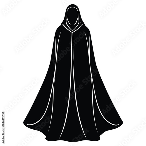 Elegant muslim women in black abayas and hijabs fashionably posed for artistic representation Flat design vector illustration white background.