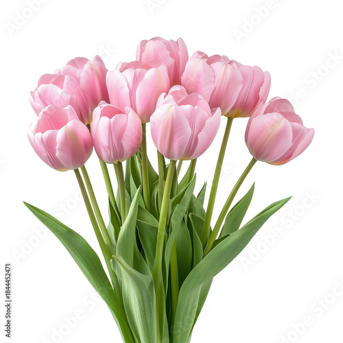 Group of Pink Tulips Arranged in a Bouquet on a White Background During Daytime