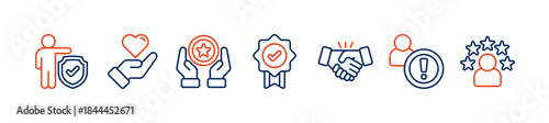 Credibility banner web icon vector illustration concept with integrity, trust, reliability, authenticity, commitment, attention and reputation icons
