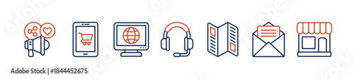 Omnichannel banner web icon vector illustration concept with social media, mobile, website, call center, print, email and warehouse icons
