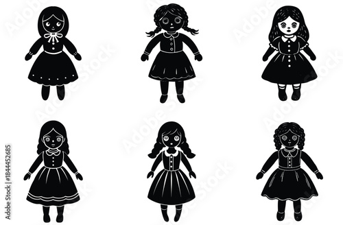 Cute soft doll toy, stuffed sewing toy cartoon animal vector Illustration