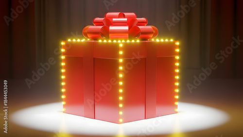 Gift box with glowing lights