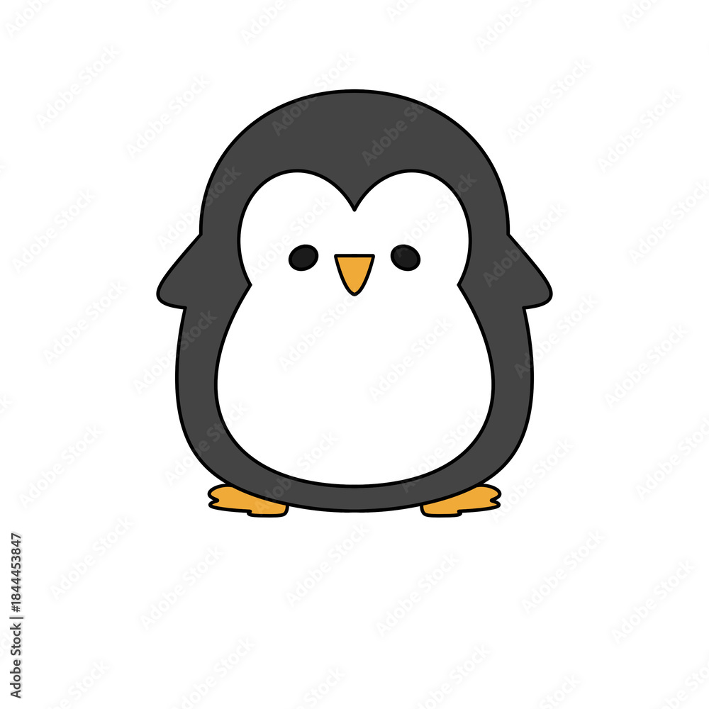 Fototapeta premium A cute penguin with a black beak and white feet