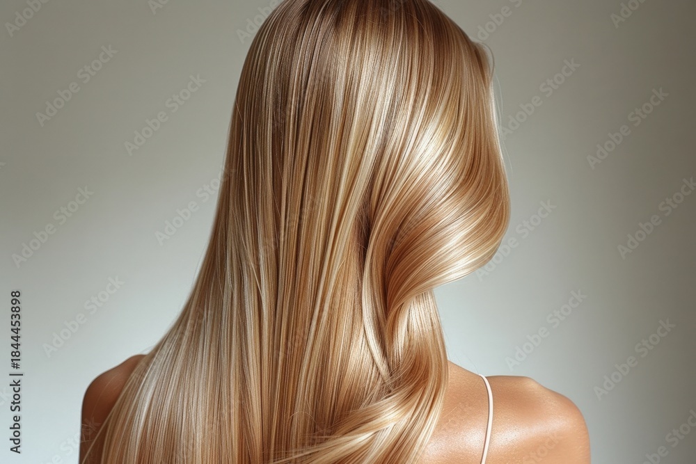 Naklejka premium A beautiful woman with long, flowing blonde hair. Ideal for portraying beauty, femininity, and elegance.
