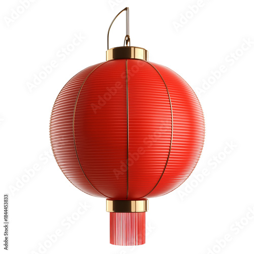 Decorative Red Lantern Hangs With Tassel for Celebration During a Cultural Fe...