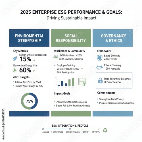 2025 enterprise esg performance and goals infographic driving sustainable impact
