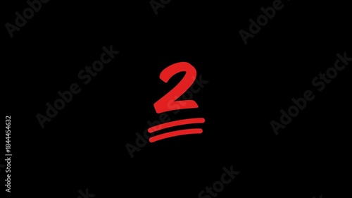 2 Number Handwritten With Underline Animation