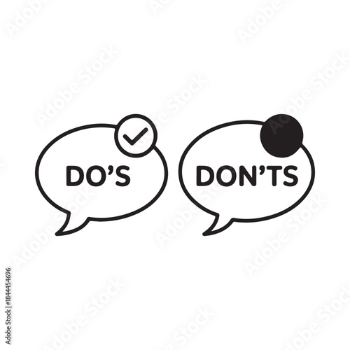 Visual representation of dos and don ts with speech bubbles and check marks