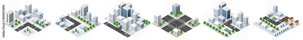 Fototapeta premium Isometric city urban planning constructing infrastructure module